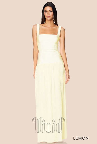 Nookie Desiree Square Neck Maxi in Lemon / Yellows