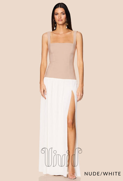 Nookie Desiree Square Neck Maxi in Nude/White / Nude & Neutrals
