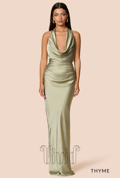 Nookie Penelope Drape Gown in Thyme / Greens