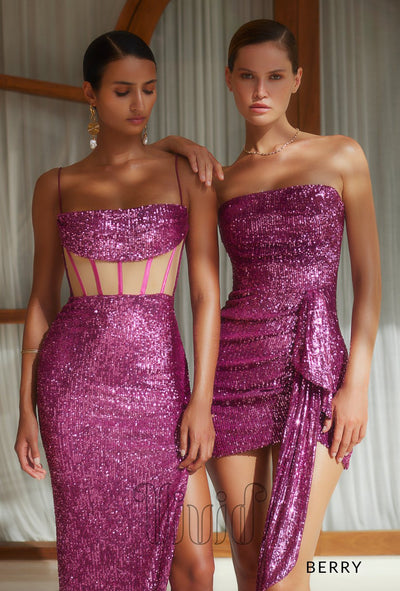 Nookie Sloane Illusion Gown in Berry