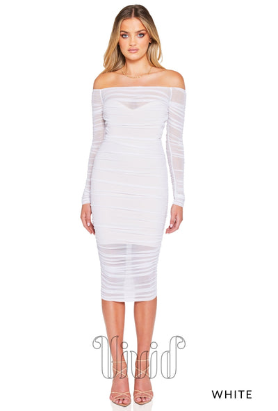 Nookie Zen Long Sleeve Midi in White / Whites