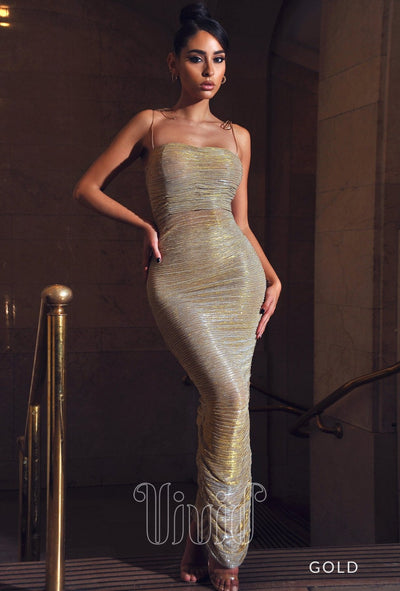Vivid Formal Clara Dress in Gold
